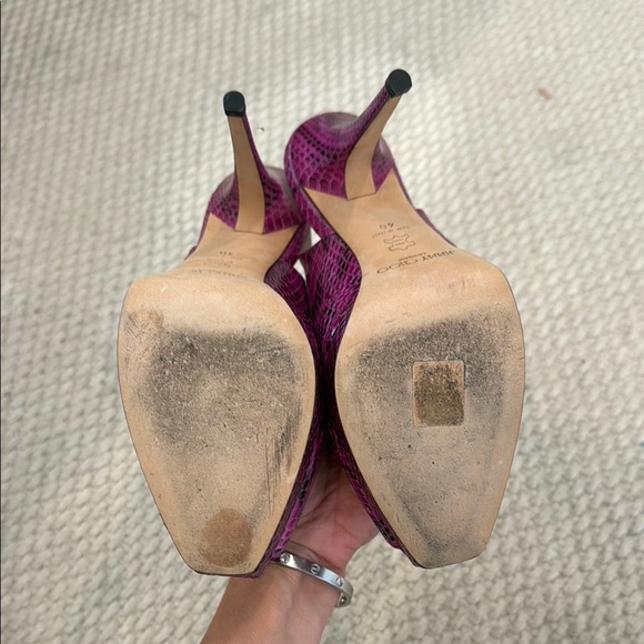 Jimmy Choo Fuchsia Snakeskin Peep Toe Slingback Heels size EU 40 - Picture 6 of 7